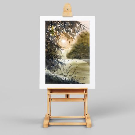 Алла Валежина (Авторская графика - 
                  30 x 42 см) Прохлада у реки