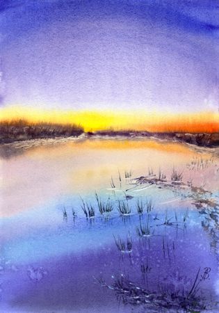Алла Валежина (Авторская графика - 
                  30 x 42 см) Ильшанский пруд