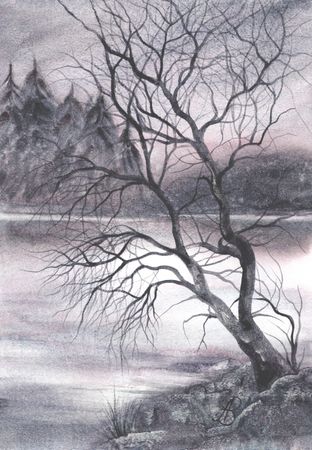 Алла Валежина (Авторская графика - 
                  30 x 42 см) Безмолвие ночи