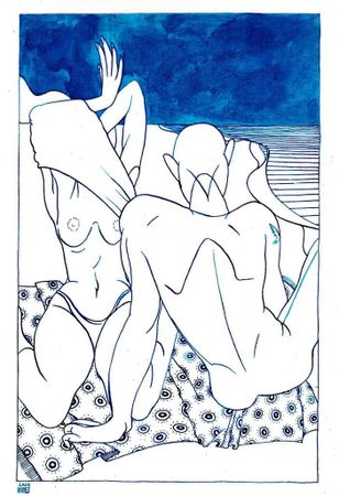 Анна Филиппова-Широкая (Авторская графика - 
                  21 x 29.7 см) Пляж