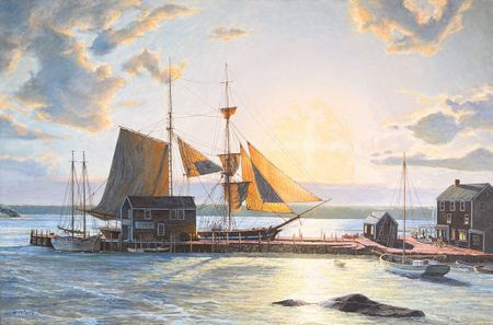 Антон Гревцев (Картина, живопись - 
                  120 x 80 см) Copy of the painting John Stobart "Sunset Over the Westport River in 1862".