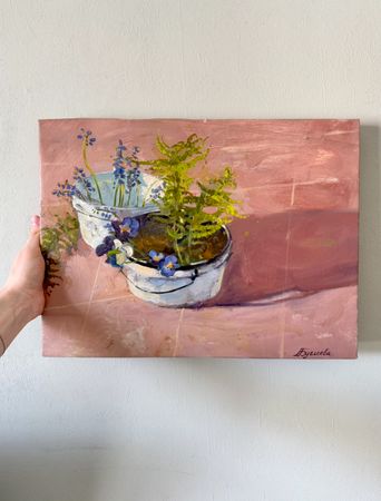 Алина Буглеева (Картина, живопись - 
                  40 x 30 см) Анютины случайно попались под руку