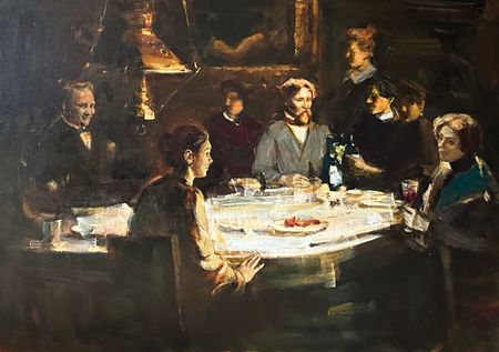 Илья Хахарев (Картина, живопись - 
                  140 x 100 см) Вечер у Репина И. Е. в Пенатах