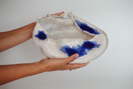 Алина Егорова (Скульптура - 
                  27 x 14 см) Ваза для кензана керамическая со стеклом