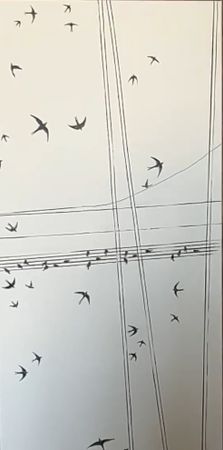 Ольга Шанина (Картина, живопись - 
                  50 x 100 см) No.7 Music on wires. The Verve ”Bitter sweet symphony“. Серия работ "T I M E F L I E S"