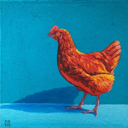 Светлана Евсеева (Картина, живопись - 
                  40 x 40 см) Красный на голубом