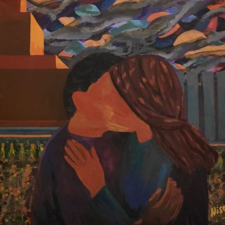 Нисо Атаханова (Картина, живопись - 
                  60 x 60 см) Поцелуй