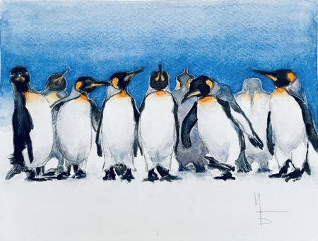 Ирина Булдина (Авторская графика - 
                  24 x 18 см) Пингвины