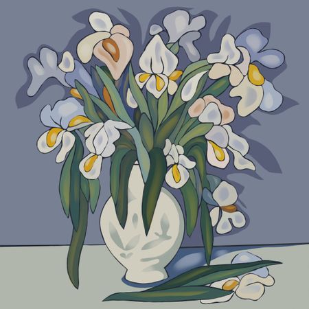 Нина Цориева (Картина, живопись - 
                  70 x 70 см) Натюрморт с цветами