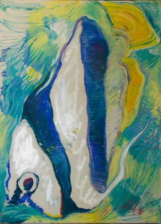 Саша Медведева (Авторская графика - 
                  30 x 42 см) Рыба с широкими синими полосами
