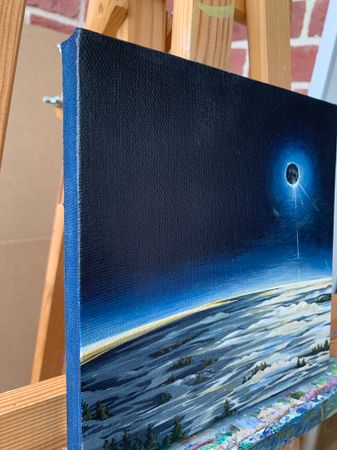 СВЕТ-ЛАНА (Картина, живопись - 
                  20 x 20 см) Затмение над тёмным лесом