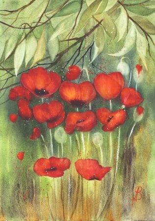 Алла Валежина (Авторская графика - 
                  29 x 42 см) Маки
