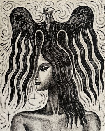 Алина Виноградова (Авторская графика - 
                  41 x 50 см) Вдохновение