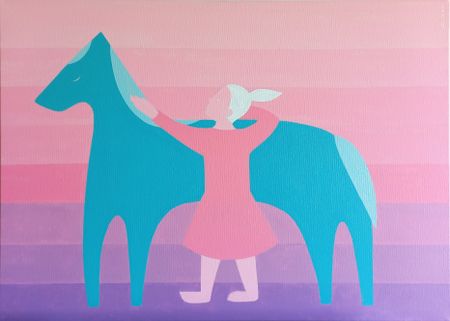 Саша Катинаускиене (Картина, живопись - 
                  70 x 50 см) Девочка и лошадь