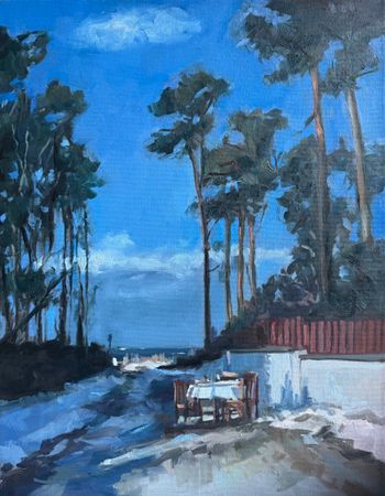 Екатерина Белиловская (Картина, живопись - 
                  35 x 45 см) Столик на двоих