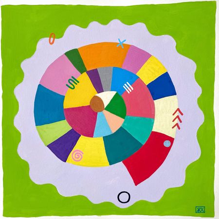 Женя Хитрова (Авторская графика - 
                  26 x 26 см) Салатово-сиреневое