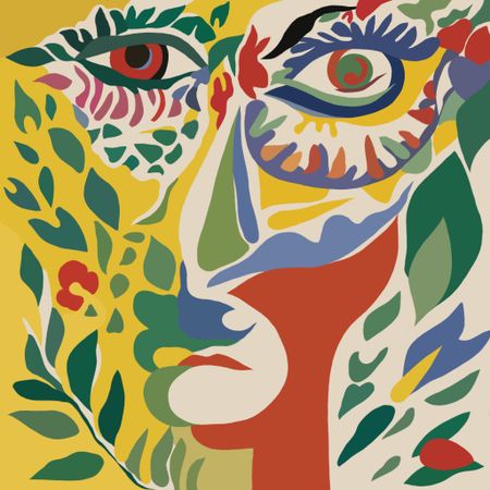 Нина Цориева (Картина, живопись - 
                  70 x 70 см) Портрет женщины
