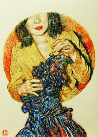 Алан Хатагты (Авторская графика - 
                  30 x 42 см) Аллегорическое тондо