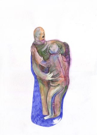 Оля Душкина (Авторская графика - 
                  29.7 x 42 см) Лепят друг друга