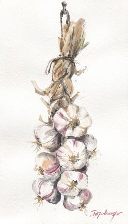 Ирина Петровская (Авторская графика - 
                  19.5 x 34.5 см) Связка чеснока