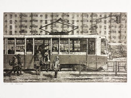 Ильнар Ахунгариев (Графика печатная - 
                  80 x 60 см) Будний день