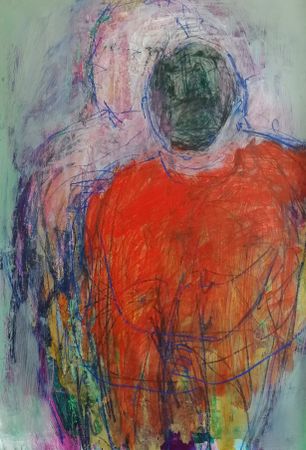 Авторская графика Человек в красном – Елена Науширванова, 54 x 78 см,  №17044 – Купить на Bizar