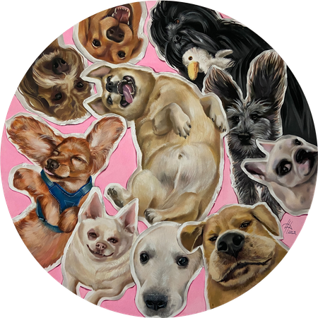 Динара Хёртнагль (Картина, живопись - 
                  80 x 80 см) #Insta dogs