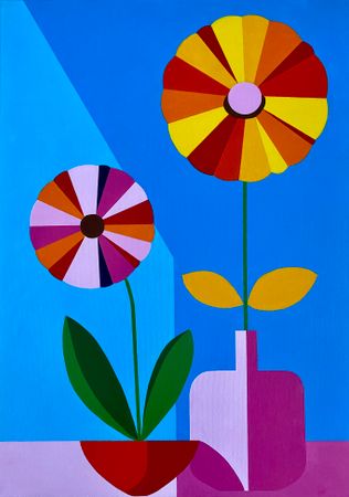 Ксения Молукова (Картина, живопись - 
                  50 x 70 см) Цветы сквозь геометрию