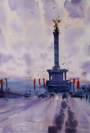 Дарья Парий (Авторская графика - 
                  41 x 53 см) Колонна Победы, Берлин