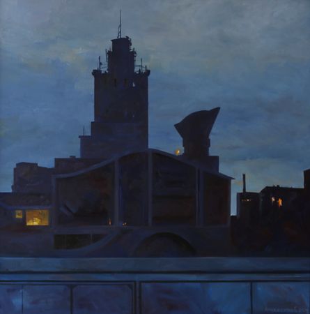 Елена Аладинская (Картина, живопись - 
                  80 x 80 см) Когда погасли огни