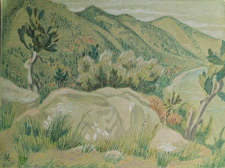Екатерина Маланьина (Авторская графика - 
                  44 x 33 см) Зеленый, зеленый, зеленый