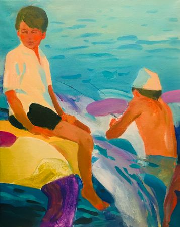 Вадим Леухин (Картина, живопись - 
                  40 x 50 см) Рыбаки