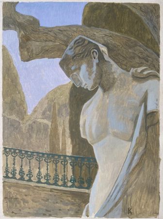 Алексей Кротов (Авторская графика - 
                  28 x 39 см) В тени оливы