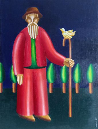 Саша Катинаускиене (Картина, живопись - 
                  30 x 40 см) Дед с посохом