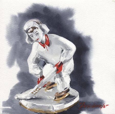 Ирина Петровская (Авторская графика - 
                  21 x 21 см) Юный хоккеист