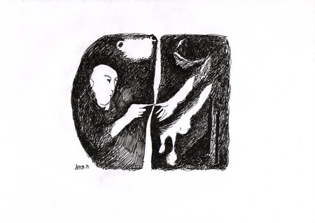 Игорь Добрун (Авторская графика - 
                  29.7 x 21 см) Прикосновение