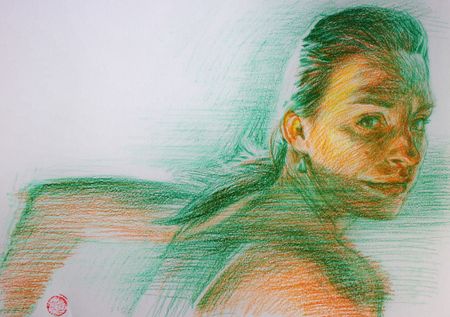 Алан Хатагты (Авторская графика - 
                  42 x 30 см) Работа из серии "Вечерний рисунок"