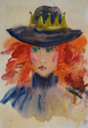 Елена Санина (Авторская графика - 
                  30 x 42 см) Королева осени