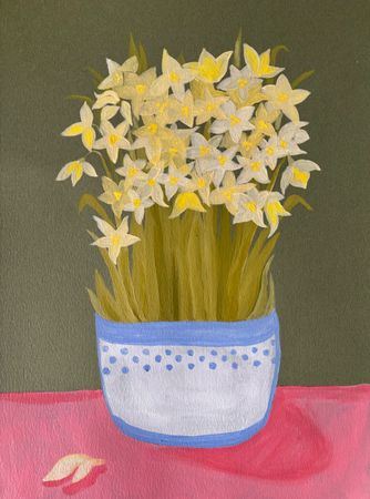 Елена Королева (Авторская графика - 
                  29.7 x 42 см) Натюрморт с белыми цветами