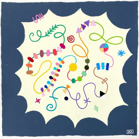 Женя Хитрова (Авторская графика - 
                  26 x 26 см) Серо-сливочное