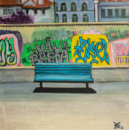 Мария Субботина (Картина, живопись - 
                  50 x 50 см) Место встречи №3