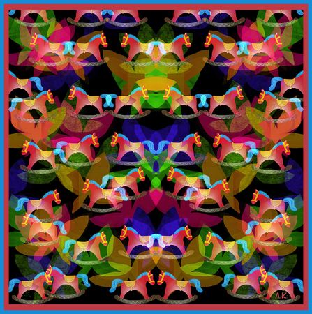 Лариса Корж (Графика цифровая (принты) - 
                  35 x 35 см) Лошадки