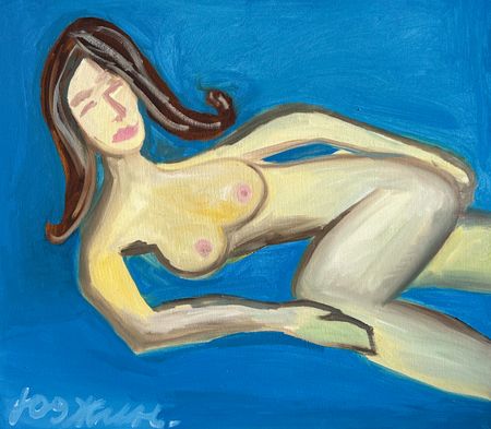 Юджин (Картина, живопись - 
                  70 x 60 см) Девушка на синем