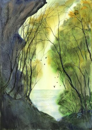 Алла Валежина (Авторская графика - 
                  30 x 42 см) Тропинка к морю