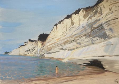 Алексей Кротов (Авторская графика - 
                  42 x 30 см) Девушка на берегу