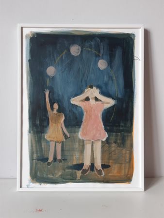 Елена Хасанова (Авторская графика - 
                  30 x 40 см) Фокусы. Девочки с мячом