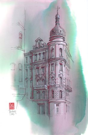 Виктория Севастьянова (Авторская графика - 
                  21 x 33 см) Доходный дом Чайковского