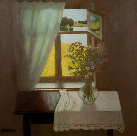 Андрей Аверьянов (Картина, живопись - 
                  60 x 60 см) Натюрморт у окна