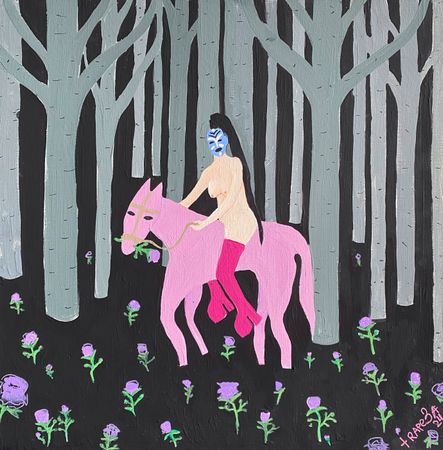 Анастасия Трапезникова (Картина, живопись - 
                  50 x 50 см) The girl in the forest