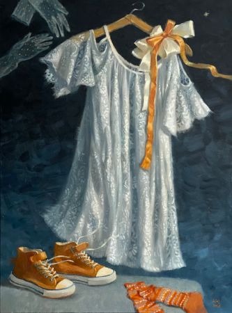 Юлия Непокрытая (Картина, живопись - 
                  60 x 80 см) Платье, которое ушло погулять